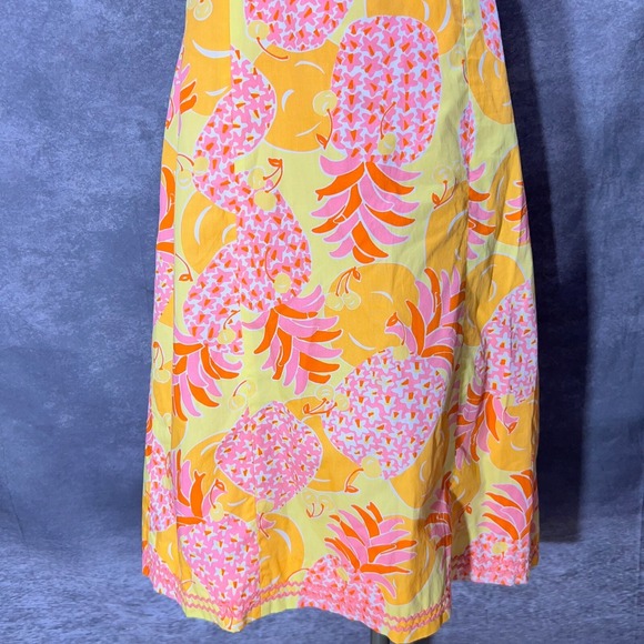 VTG Lilly Pulitzer Sabrina Strapless Dress Size 10 Yellow Pineapples Tie Back - Picture 3 of 11